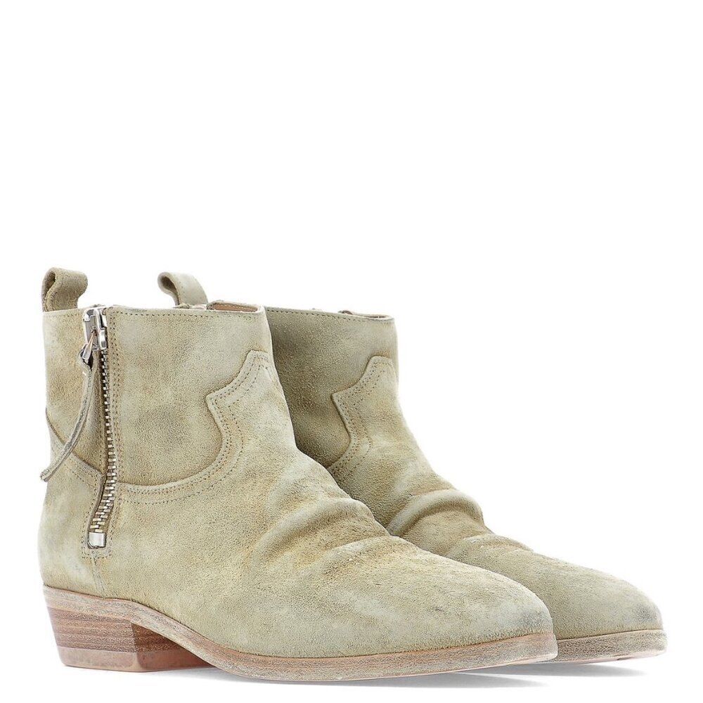 Golden Goose Viand Beige Suede Cowgirl Booties